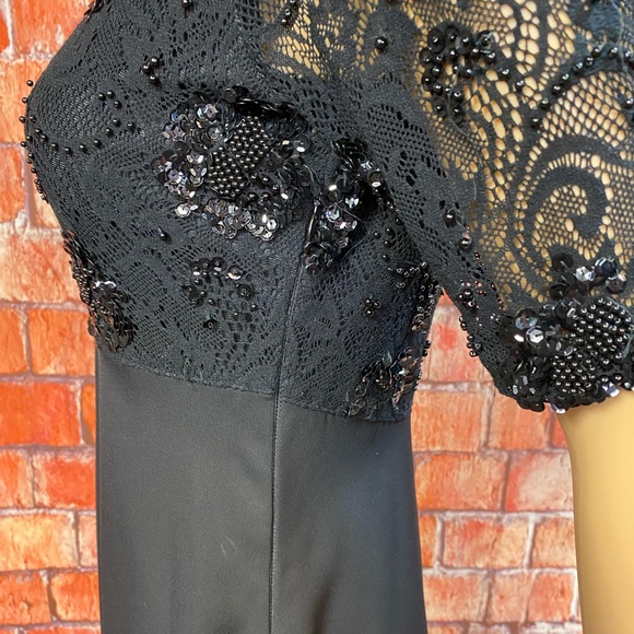 Vintage CDC Beaded Black Evening Gown - Picture 6 of 10